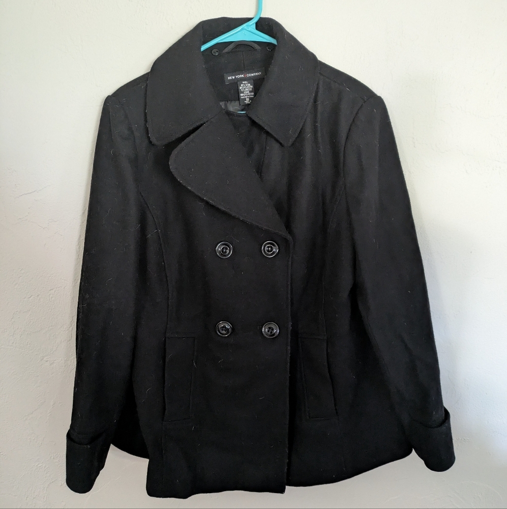 New York & Company Classic Black Peacoat